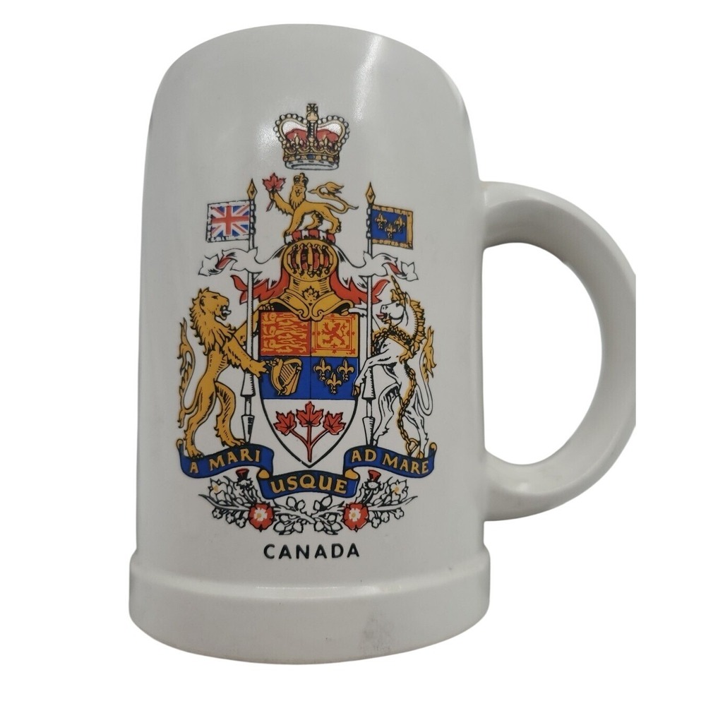 Vintage Galleon Ware Canada Coat of Arms Beer Stein Coffee Mug Ceramic Souvenir